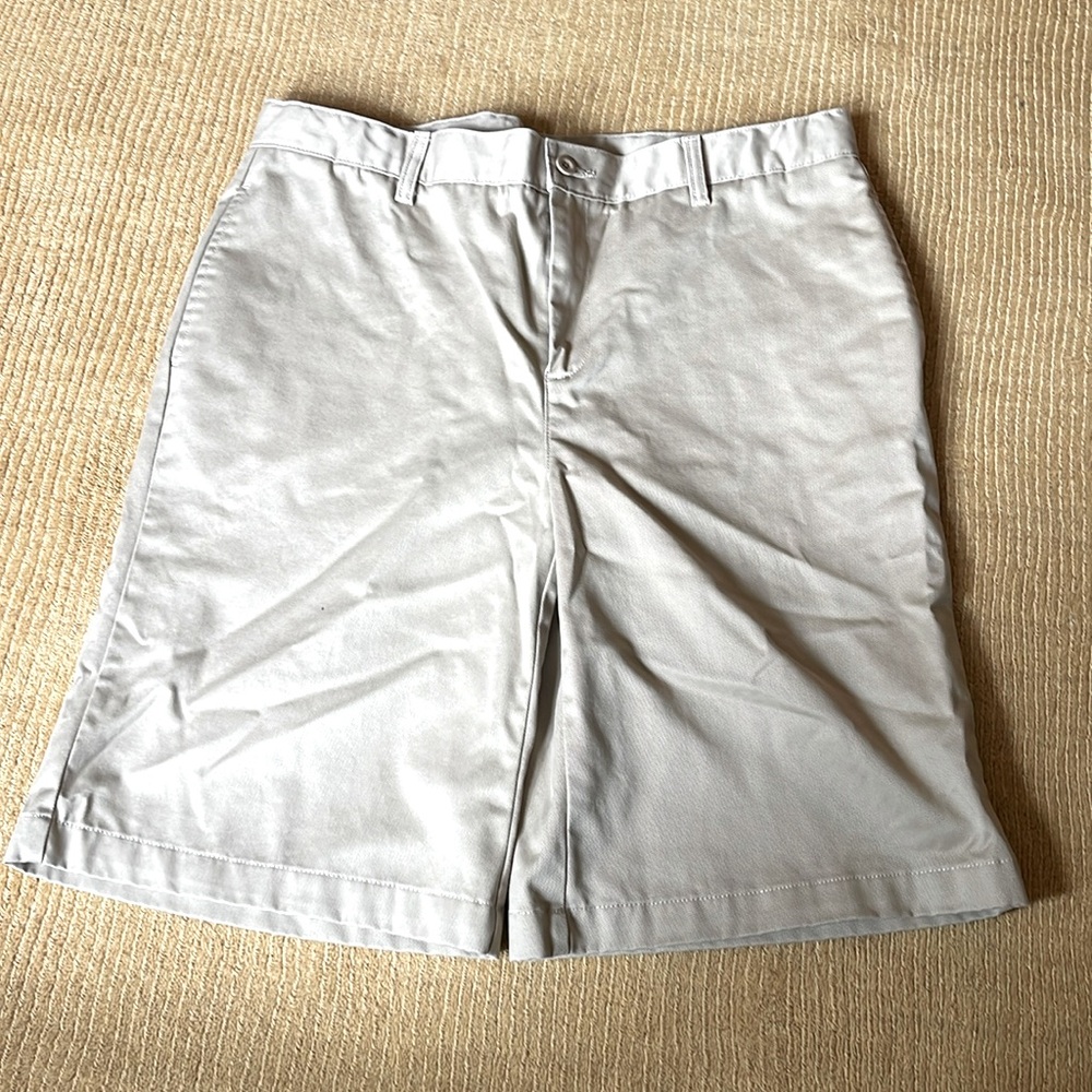 Lands’ End Uniform khaki shorts with adjustable waist band. Boy size 20 Husky
